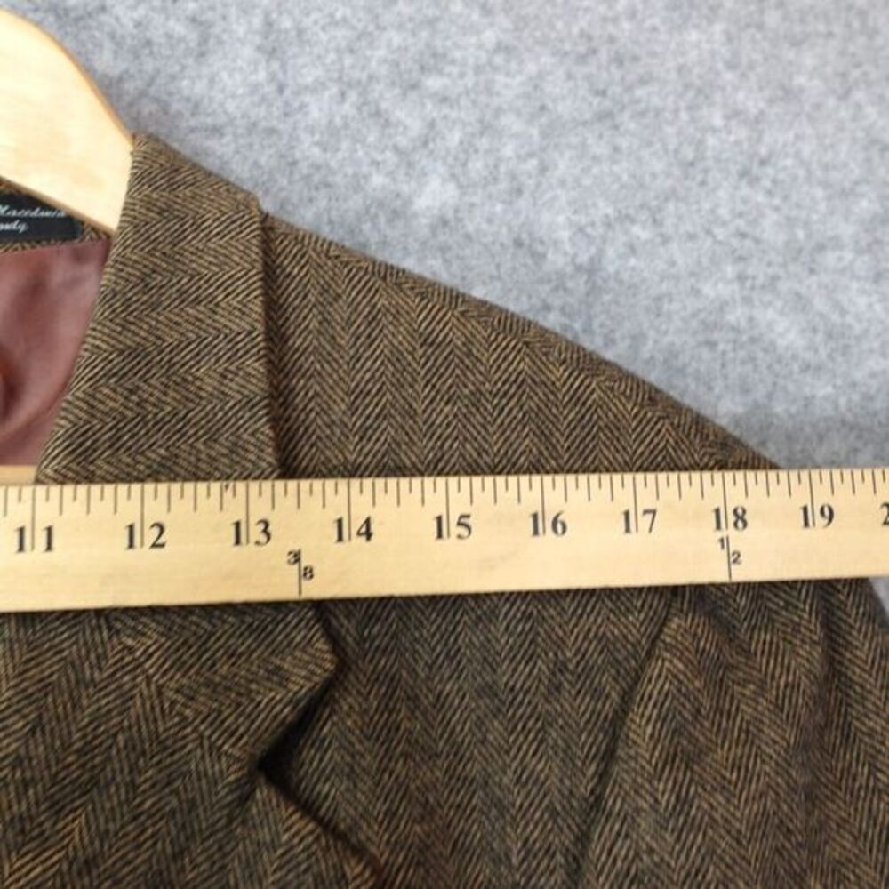 Italian Camel Hair Herringbone Tweed Sport Coat Mens 42R Brown Classic CHERESKIN - Picture 7 of 16